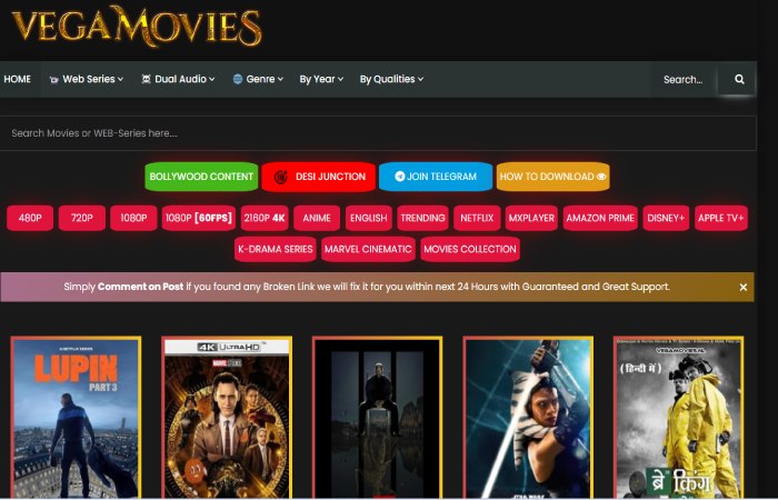 Vegamovie full Movies, TV shows, and Web series Category
